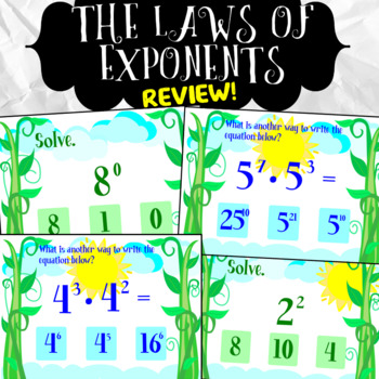 Preview of Laws of Exponents REVIEW BOOM Cards Distance Learning