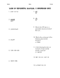 Laws of Exponents, Radical Operations, and Sequences Quiz