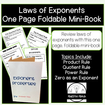 Preview of Laws of Exponents  Review Mini Book Foldable