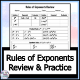Laws of Exponents Review & Practice Worksheet