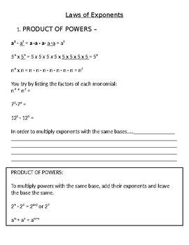 Preview of Laws of Exponents Review and Practice