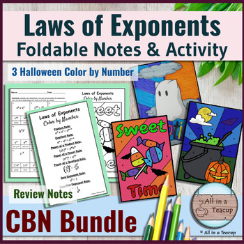 Preview of Laws of Exponents - Rules Halloween Bundle of Foldable Notes & CBN Activities