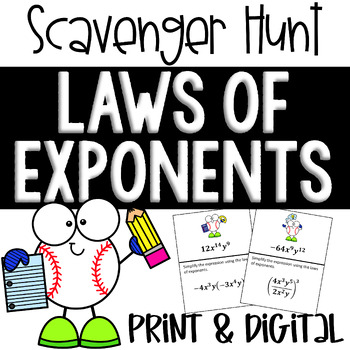 Preview of Laws of Exponents Scavenger Hunt
