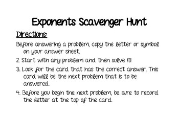 Preview of Laws of Exponents Scavenger Hunt (Product, Power, Quotient)