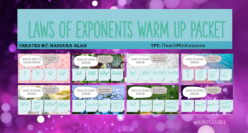 Preview of Laws of Exponents Warm-Up Packet