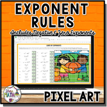 Preview of Laws of Exponents w/ Negative Zero Exponents Autumn Fall Puzzle Pixel Art