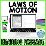 Laws of Motion DIGITAL Reading Passage & Questions Self Grading