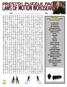 Preview of Laws of Motion & Forces Puzzle Page (Wordsearch and Criss-Cross / Science / SUB)