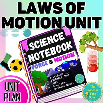 Preview of Laws of Motion Gravity Unit Curriculum Bundle | Physical Science Notebook
