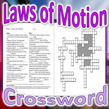 Preview of Newton's Laws of Motion and Simple Machines Unit Crossword Puzzles Bundle