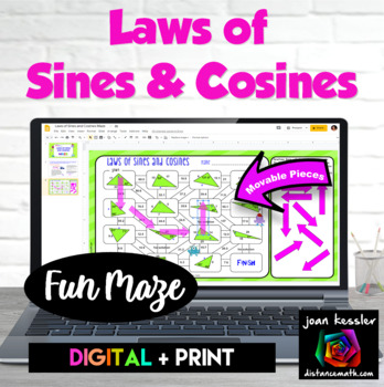 Preview of Law of Sines and Law of Cosines Digital Maze plus Printable