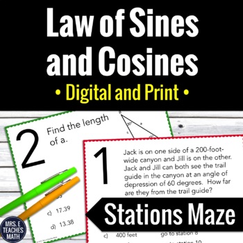 Preview of Law of Sines and Cosines Activity | Digital and Print