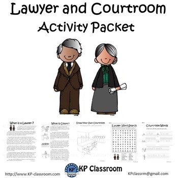 Preview of Lawyer and Courtroom Activity Packet and Worksheets
