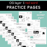 Layer 1 Red Word Practice Worksheets