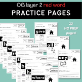 Layer 2 Red Word Practice Worksheets
