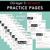 Layer 3 Red Word Practice Worksheets