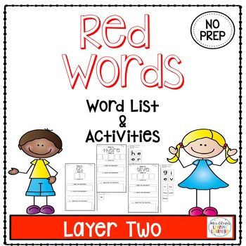 Layer Two Red Word Worksheets by Mrs Christy's Leaping Learners | TpT