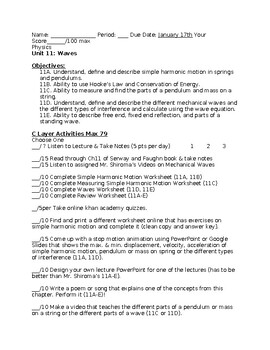 Layered Curriculum Physics - Unit 11 Simple Harmonic Motion | TPT