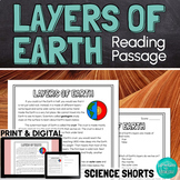 Layers of Earth Reading Comprehension Passage PRINT and DIGITAL
