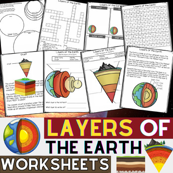 Preview of Layers of Earth Worksheets | Reading Comprehension, Word Search and More ....