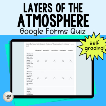 Preview of Layers of the Atmosphere Comprehension Quiz
