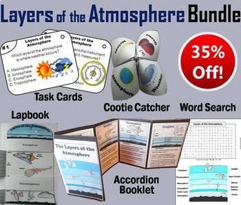 Preview of Layers of the Atmosphere Task Cards and Activities Bundle