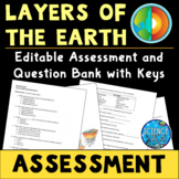 Layers of the Earth Assessment - Editable Question Bank & 