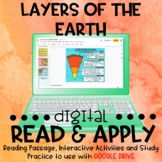Layers of the Earth DIGITAL Read and Apply + Quiz