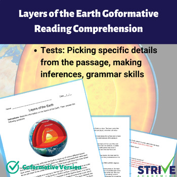 Preview of Layers of the Earth English Reading Comprehension Goformative Digital Activity