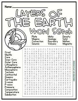 Layers of the Earth | Word Search Puzzles by Jito Studio | TPT
