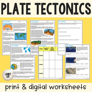 Plate Tectonics Reading Pdf Digital Worksheet By Laney Lee Tpt