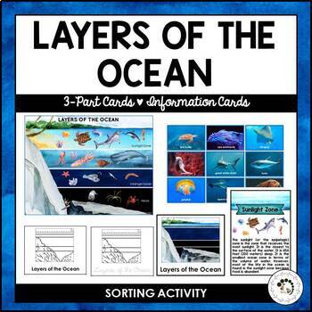 Preview of Layers of the Ocean Biome Montessori 3 Part Cards Student Blackline Worksheets