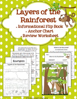 Preview of Layers of the Rainforest Flip Book, Anchor Chart, Review Worksheet