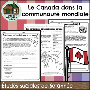 Preview of Le Canada dans la communauté mondiale cahier (Grade 6 FRENCH Social Studies)
