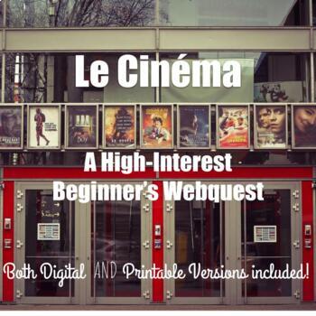 Preview of Le Cinéma Webquest - Novice-High/Intermediate-Low Exploration - Great Sub Plan!