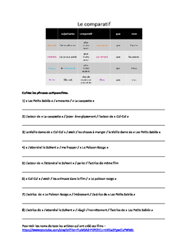 Preview of Le Comparatif/Superlatif et les Courts Métrages - Intermediate Mid