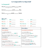 Le Comparatif et Superlatif: guided note sheet