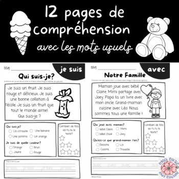 Preview of Le Compréhension De Lecture | Sight word reading comprehension