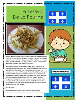 Preview of Le Festival de la Poutine Ontario Grade 5 French Culture