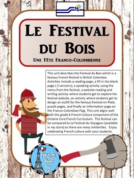 Preview of Le Festival du Bois French Culture Ontario French Curriculum