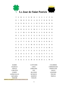 Le Jour de St.Patrick! French St.Patrick's Day Vocabulary & Activities