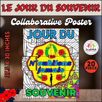 Preview of Le Jour du Souvenir - French Remembrance Day Collaborative Coloring Poster Poppy
