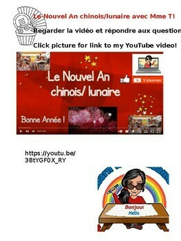 Preview of Le Nouvel An lunaire/chinois avec Mme T! Les Questions pour la vidéo (YouTube)