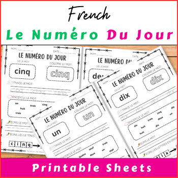 Preview of Le Numéro du jour French Sight Words Worksheets
