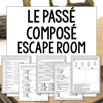 Preview of Le Passé Composé Escape Room French Past Tense