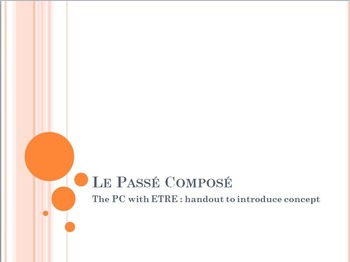 Preview of Le Passé Composé with ETRE : introduction handout