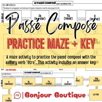 Preview of Le Passé Composé avec être - MAZE - Practice activity || FRENCH