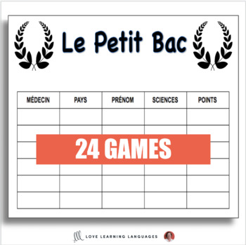 Le Petit Bac - French Scattergories Game | TpT