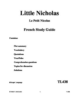Preview of Le Petit Nicolas-French Study Guide