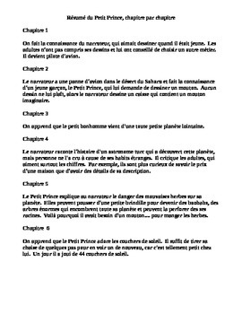 Preview of Le Petit Prince - Chapter by Chapter Summary, Résumé & Cloze Text Quiz in French